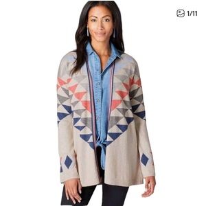 J. Jill Southwest Beige and Blue Cardigan NWOT
